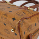 MCM Vicetos Logogram Hand Bag PVC Leather Brown Gold Auth gh1634-9