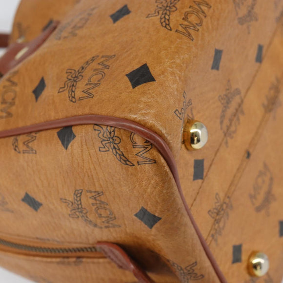 MCM Vicetos Logogram Hand Bag PVC Leather Brown Gold Auth gh1634