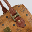 MCM Vicetos Logogram Hand Bag PVC Leather Brown Gold Auth gh1634-10