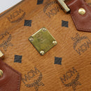 MCM Vicetos Logogram Hand Bag PVC Leather Brown Gold Auth gh1634-12