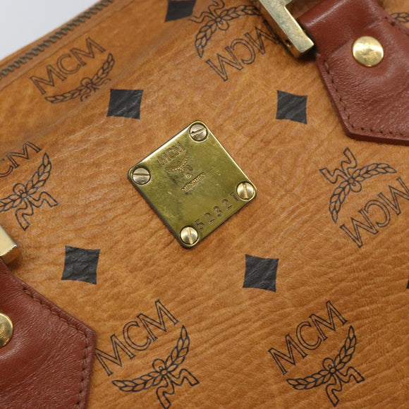 MCM Vicetos Logogram Hand Bag PVC Leather Brown Gold Auth gh1634