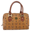 MCM Vicetos Logogram Hand Bag PVC Leather Brown Gold Auth gh1634-13