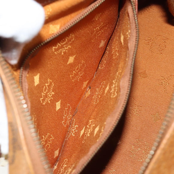 MCM Vicetos Logogram Hand Bag PVC Leather Brown Gold Auth gh1634