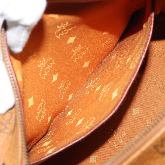 MCM Vicetos Logogram Hand Bag PVC Leather Brown Gold Auth gh1634