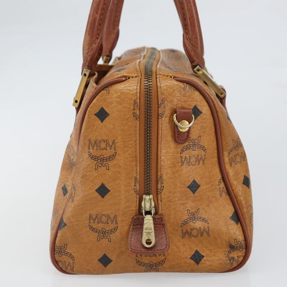 MCM Vicetos Logogram Hand Bag PVC Leather Brown Gold Auth gh1634