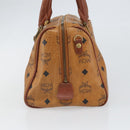MCM Vicetos Logogram Hand Bag PVC Leather Brown Gold Auth gh1634-4