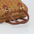 MCM Vicetos Logogram Hand Bag PVC Leather Brown Gold Auth gh1634-7