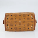 MCM Vicetos Logogram Hand Bag PVC Leather Brown Gold Auth gh1634-5