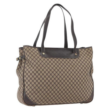 CELINE Macadam Canvas Tote Bag Beige Gold Auth gh1636