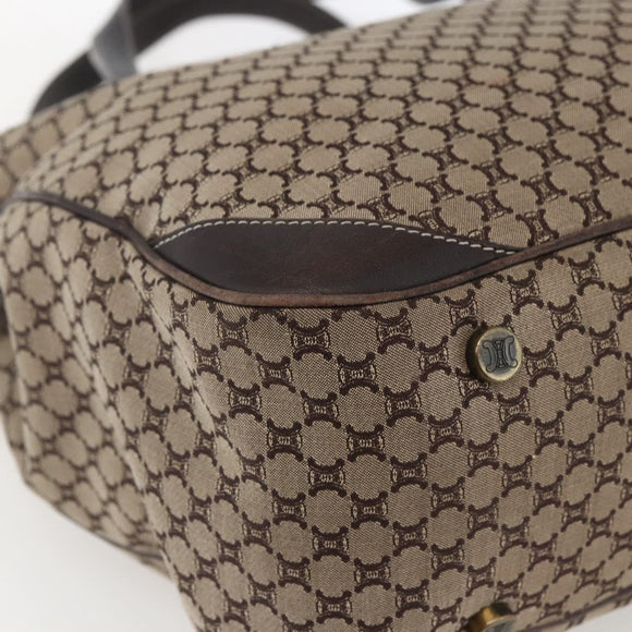 CELINE Macadam Canvas Tote Bag Beige Gold Auth gh1636