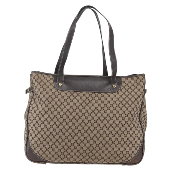 CELINE Macadam Canvas Tote Bag Beige Gold Auth gh1636