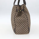 CELINE Macadam Canvas Tote Bag Beige Gold Auth gh1636-3