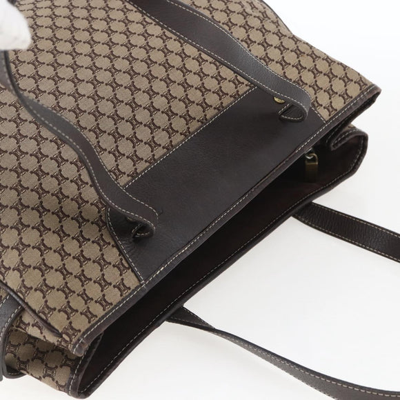 CELINE Macadam Canvas Tote Bag Beige Gold Auth gh1636