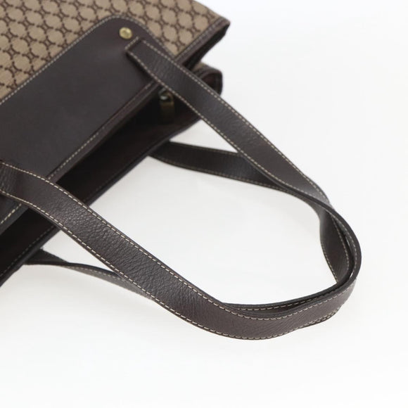 CELINE Macadam Canvas Tote Bag Beige Gold Auth gh1636