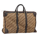 Christian Dior Trotter Canvas Boston Bag Brown Gold Auth gh1637-1