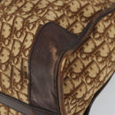Christian Dior Trotter Canvas Boston Bag Brown Gold Auth gh1637-9