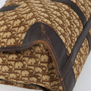 Christian Dior Trotter Canvas Boston Bag Brown Gold Auth gh1637-14