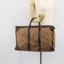 Christian Dior Trotter Canvas Boston Bag Brown Gold Auth gh1637-20