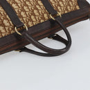 Christian Dior Trotter Canvas Boston Bag Brown Gold Auth gh1637-7