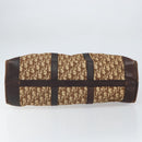 Christian Dior Trotter Canvas Boston Bag Brown Gold Auth gh1637-5