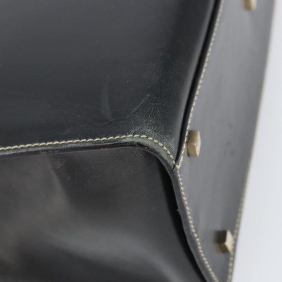 GUCCI Hand Bag Leather Black Gold 000 0857 Auth gh1638