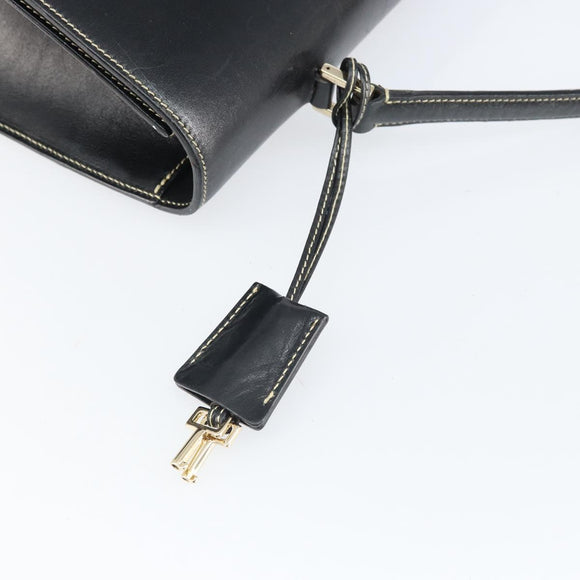 GUCCI Hand Bag Leather Black Gold 000 0857 Auth gh1638