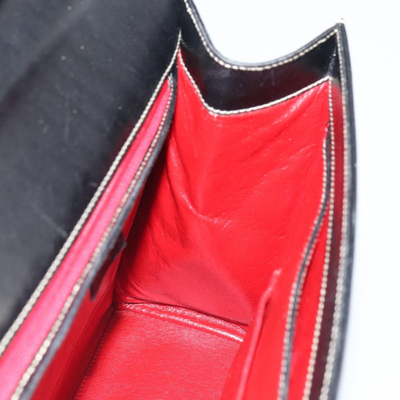 GUCCI Hand Bag Leather Black Gold 000 0857 Auth gh1638