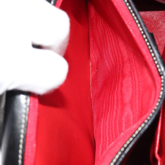 GUCCI Hand Bag Leather Black Gold 000 0857 Auth gh1638