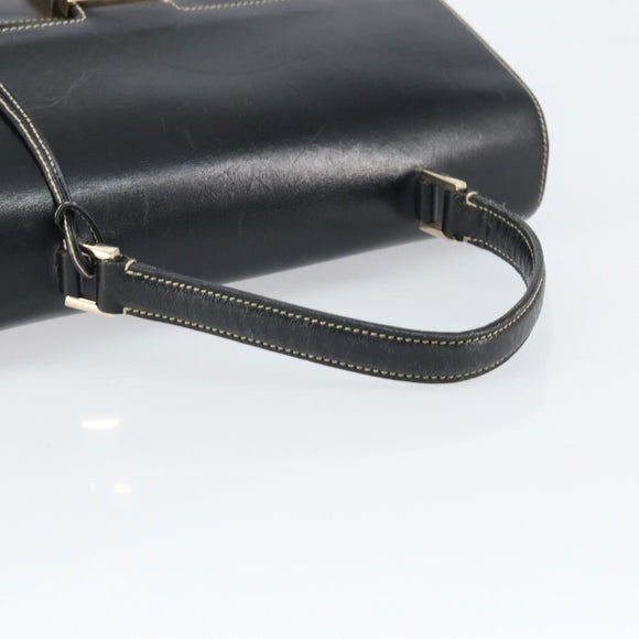GUCCI Hand Bag Leather Black Gold 000 0857 Auth gh1638
