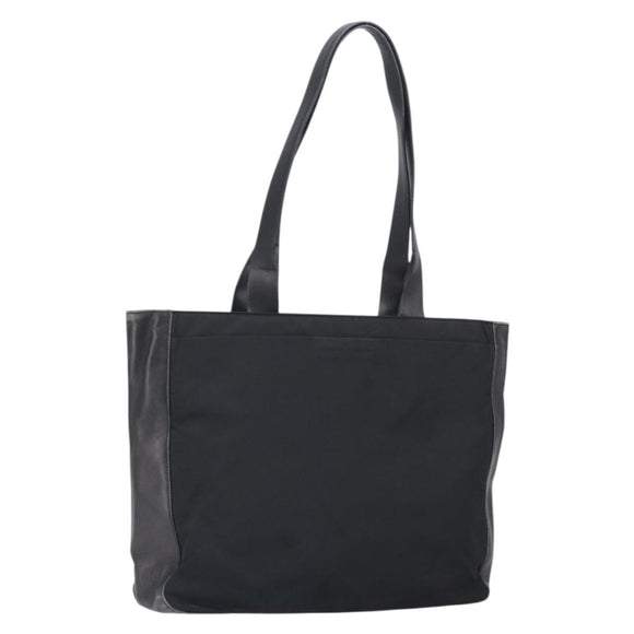 PRADA Tote Bag Nylon Leather Black Silver Auth gh1640