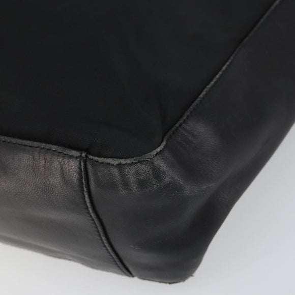 PRADA Tote Bag Nylon Leather Black Silver Auth gh1640