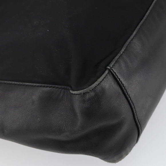 PRADA Tote Bag Nylon Leather Black Silver Auth gh1640