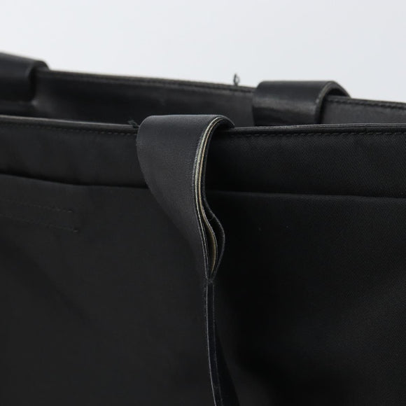 PRADA Tote Bag Nylon Leather Black Silver Auth gh1640