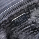 PRADA Tote Bag Nylon Leather Black Silver Auth gh1640-18