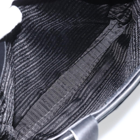 PRADA Tote Bag Nylon Leather Black Silver Auth gh1640