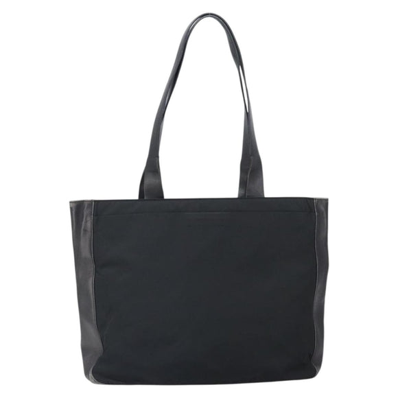 PRADA Tote Bag Nylon Leather Black Silver Auth gh1640