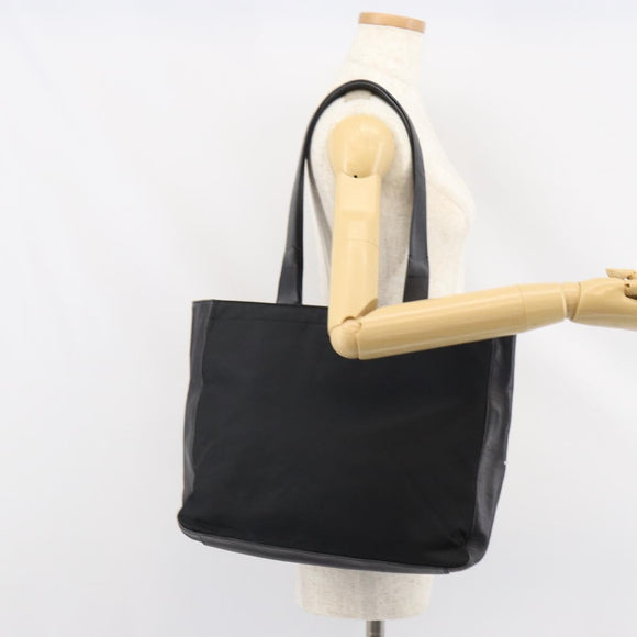 PRADA Tote Bag Nylon Leather Black Silver Auth gh1640
