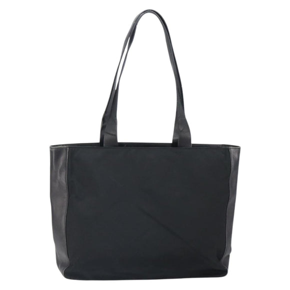 PRADA Tote Bag Nylon Leather Black Silver Auth gh1640