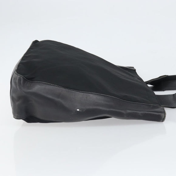 PRADA Tote Bag Nylon Leather Black Silver Auth gh1640