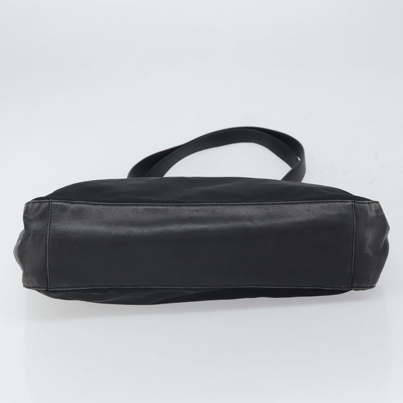 PRADA Tote Bag Nylon Leather Black Silver Auth gh1640