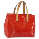 LOUIS VUITTON Monogram Vernis Reade PM Hand Bag Red Rouge M91088 LV Auth gh1641-1
