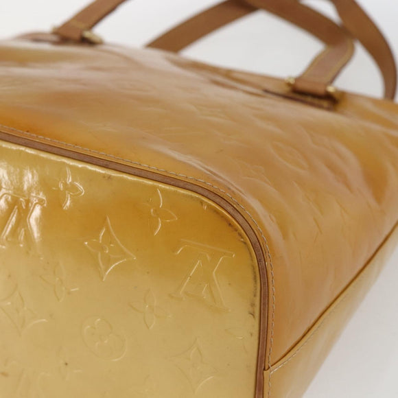 LOUIS VUITTON Monogram Vernis Houston Hand Bag Beige M91004 LV Auth gh1642