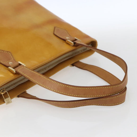 LOUIS VUITTON Monogram Vernis Houston Hand Bag Beige M91004 LV Auth gh1642