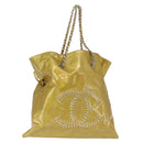 CHANEL COCO Mark Chain Tote Bag Patent leather Yellow Silver CC Auth gh1643-1