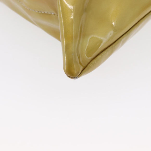 CHANEL COCO Mark Chain Tote Bag Patent leather Yellow Silver CC Auth gh1643