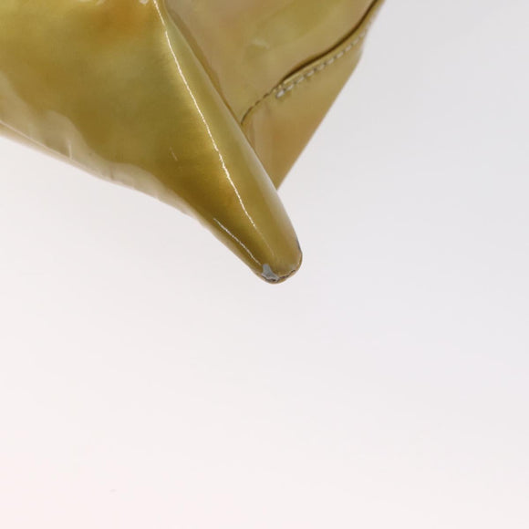 CHANEL COCO Mark Chain Tote Bag Patent leather Yellow Silver CC Auth gh1643