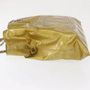 CHANEL COCO Mark Chain Tote Bag Patent leather Yellow Silver CC Auth gh1643-5