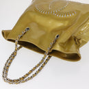 CHANEL COCO Mark Chain Tote Bag Patent leather Yellow Silver CC Auth gh1643-6