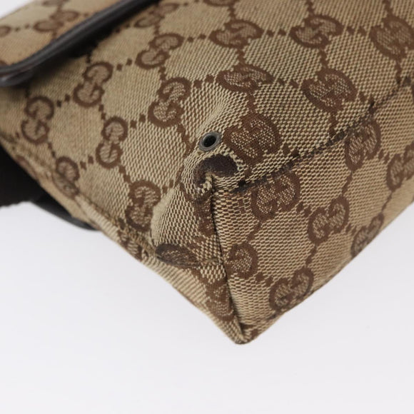 GUCCI GG Canvas Body Bag Beige Silver 92543 Auth gh1646