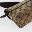 GUCCI GG Canvas Body Bag Beige Silver 92543 Auth gh1646-12